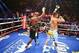 May 3, 2014; Las Vegas, NV, USA; Floyd Mayweather Jr. (black trunks) and Marcos Maidana both react following their fight at MGM Grand. Mandatory Credit: Mark J. Rebilas-USA TODAY Sports