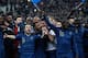 PARIS, FRANCE - NOVEMBER 19: Members of the French team sing the Marseillaise after they won the FIFA 2014 World Cup Qualifier 2nd Leg Playoff between France and Ukraine at the Stade de France on November 19, 2013 in Paris, France. (Photo by Harry Engel