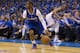 OKLAHOMA CITY, OK - MAY 5: Chris Paul #3 of the Los Angeles Clippers drives against the Oklahoma City Thunder in Game One of the Western Conference Semifinals during the 2014 NBA Playoffs at the Chesapeake Arena on May 5, 2014 in Oklahoma City, Oklahoma.