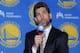 OAKLAND, CA - JUly 11: Bob Myers of the Golden State Warriors speaks to the media on July 11, 2013 at the GS Warriors practice facility in Oakland, California. NOTE TO USER: User expressly acknowledges and agrees that, by downloading and/or using this Ph
