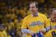 April 28, 2013; Oakland, CA, USA; Golden State Warriors co-owner Joe Lacob smiles against the Denver Nuggets during the first quarter in game four of the first round of the 2013 NBA playoffs at Oracle Arena. Mandatory Credit: Kyle Terada-USA TODAY Sports
