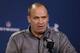 Feb 21, 2014; Indianapolis, IN, USA; Houston Texans coach Bill O'Brien speaks to the media in a press conference during the 2014 NFL Combine at Lucas Oil Stadium. Mandatory Credit: Brian Spurlock-USA TODAY Sports