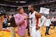 MIAMI, FL - MAY 15: TNT reporter Craig Sager interviews Dwyane Wade #3 of the Miami Heat after the game against the Chicago Bulls in Game Five of the Eastern Conference Semifinals during the 2013 NBA Playoffs on May 15, 2013 at American Airlines Arena in