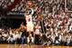 MIAMI, FL - MAY 6: LeBron James #6 of the Miami Heat shoots against the Brooklyn Nets in Game One of the Eastern Conference Semi-Finals during the 2014 NBA Playoffs at American Airlines Arena on May 6, 2014 in Miami, Florida. NOTE TO USER: User expressly