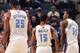 CHARLOTTE, NC - FEBRUARY 22: Al Jefferson #25, Kemba Walker #15, and Michael Kidd-Gilchrist #14 of the Charlotte Bobcats during the game against the Memphis Grizzlies at the Time Warner Cable Arena on February 22, 2014 in Charlotte, North Carolina. NOTE