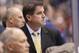 Sep 16, 2013; Toronto, Ontario, CAN; Philadelphia Flyers head coach Peter Laviolette on the bench against the Toronto Maple Leafs at the Air Canada Centre. Philadelphia defeated Toronto 3-2 in an overtime shoot out. Mandatory Credit: John E. Sokolowski-U