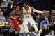 May 7, 2014; Indianapolis, IN, USA; Indiana Pacers forward Paul George (24) is guarded by Washington Wizards guard Bradley Beal (3) in game two of the second round of the 2014 NBA Playoffs at Bankers Life Fieldhouse. Mandatory Credit: Brian Spurlock-USA T