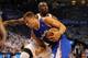 May 7, 2014; Oklahoma City, OK, USA; Los Angeles Clippers forward Blake Griffin (32) drives to the basket against Oklahoma City Thunder forward Serge Ibaka (9) during the second quarter in game two of the second round of the 2014 NBA Playoffs at Chesapeak