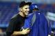 MIAMI, FL - AUGUST 21: Yasiel Puig #66 (R) of the Los Angeles Dodgers bumps into Pitcher Jose Fernandez #16 of the Miami Marlins during batting at Marlins Park on August 21, 2013 in Miami, Florida. (Photo by Marc Serota/Getty Images)
