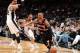 SAN ANTONIO, TX - MAY 6: Damian Lillard #0 of the Portland Trail Blazers drives against the San Antonio Spurs in Game One of the Western Conference Semi-Finals during the 2014 NBA Playoffs at AT&T Center on May 6, 2014 in San Antonio, Texas. NOTE TO USER: