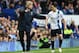 LIVERPOOL, ENGLAND - MAY 03: Manchester City Manager Manuel Pellegrini gives orders to Samir Nasri during the Barclays Premier League match between Everton and Manchester City at Goodison Park on May 3, 2014 in Liverpool, England. (Photo by Laurence Gr
