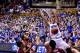 DURHAM, NC - FEBRUARY 25: Marshall Plumlee #40 of the Duke Blue Devils dunks over Marshall Wood #33 of the Virginia Tech Hokies during their game at Cameron Indoor Stadium on February 25, 2014 in Durham, North Carolina. Duke won 66-48. (Photo by Grant H