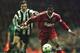 3 Apr 1996: John Barnes of Liverpool battles for the ball with David Ginola of Newcastle United during their FA Premiership game at Anfield, Liverpool. Mandatory Credit: Allsport UK/Allsport