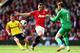 MANCHESTER, ENGLAND - MAY 03: Phil Jones of Manchester United shepherds the ball to his goalkeeper David De Gea of Manchester United during the Barclays Premier League match between Manchester United and Sunderland at Old Trafford on May 3, 2014 in Manch