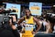 DENVER, CO - APRIL 12: Kenneth Faried #35 of the Denver Nuggets answers questions after the game against the Utah Jazz on April 12, 2014 at the Pepsi Center in Denver, Colorado. NOTE TO USER: User expressly acknowledges and agrees that, by downloading an