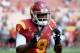 LOS ANGELES, CA - SEPTEMBER 21: Marqise Lee #9 of the USC Trojans warms up before the game against the Utah State Aggies at the Los Angeles Memorial Coliseum on September 21, 2013 in Los Angeles, California. (Photo by Harry How/Getty Images)