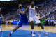 OKLAHOMA CITY, OK - May 7: DeAndre Jordan #6 of the Los Angeles Clippers battles for a rebound against Kendrick Perkins #5 of the Oklahoma City Thunder in Game 2 of the Western Conference Semifinals during the 2014 NBA Playoffs at the Chesapeake Arena on