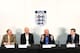 LONDON, ENGLAND - MAY 8: (L-R) Howard Wilkinson, Danny Mills, Greg Dyke and Greg Demetriou during the FA Chairman's England Commission Press Conference at Wembley Stadium on May 8, 2014 in London, England. (Photo by Tom Dulat/Getty Images)