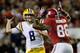 LSU quarterback Zach Mettenberger attempts a pass against Alabama.