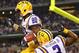 ARLINGTON, TX - AUGUST 31: Jarvis Landry #80 of the LSU Tigers celebrates his touchdown with Odell Beckham Jr. #3 against the TCU Horned Frogs at AT&T Stadium on August 31, 2013 in Arlington, Texas. (Photo by Ronald Martinez/Getty Images)