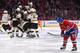 MONTREAL, QC - MAY 8: Brian Gionta #21of the Montreal Canadiens watches Matt Fraser #25 of the Boston Bruins celebrate with teammates Matt Bartkowski #43, Dougie Hamilton #27, Carl Soderberg #34 and others after scoring the winning goal against in Game F
