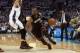 Apr 26, 2014; Charlotte, NC, USA; Miami Heat guard Dwyane Wade (3) drives the ball inside against Charlotte Bobcats forward Josh McRoberts (11) during the first half in game three of the first round of the 2014 NBA Playoffs at Time Warner Cable Arena. Man