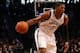 Apr 25, 2014; Brooklyn, NY, USA; Brooklyn Nets guard Joe Johnson (7) advances the ball during the fourth quarter against the Toronto Raptors in game three of the first round of the 2014 NBA Playoffs at Barclays Center. Brooklyn Nets won 102-98. Mandatory