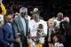 LOS ANGELES - JUNE 17: NBA Legend Bill Russell present Kobe Bryant #24 of the Los Angeles Lakers with the Bill Russell Finals MVP Trophy after defeating the Boston Celtics 83-79 in Game Seven of the 2010 NBA Finals on June 17, 2010 at Staples Center in Lo