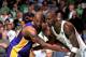 BOSTON - JUNE 10: Kobe Bryant #24 of the Los Angeles Lakers defends against Kevin Garnett #5 of the Boston Celtics in Game Four of the 2010 NBA Finals on June 10, 2010 at TD Garden in Boston, Massachusetts. The Celtics won 96-89. NOTE TO USER: User expr