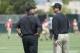 Jun 11, 2013; San Francisco, CA, USA; San Francisco 49ers general manager Trent Baalke (left) and head coach Jim Harbaugh chat during mincamp at San Francisco 49ers training facility. Mandatory Credit: Ed Szczepanski-USA TODAY Sports