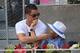 MADRID, SPAIN - MAY 08: Real Madrid footballer Cristiano Ronaldo and his son Cristiano Ronaldo Junior watch Rafael Nadal of Spain against Jarkko Nieminen of Finland in their third round match during day six of the Mutua Madrid Open tennis tournament at t