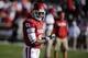 Nov 16, 2013; Norman, OK, USA; Oklahoma Sooners wide receiver Jalen Saunders (8) warms up before action against the Iowa State Cyclones at Gaylord Family - Oklahoma Memorial Stadium. Mandatory Credit: Mark D. Smith-USA TODAY Sports
