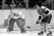 MONTREAL, CANADA - CIRCA 1976: Ken Dryden #29 of the Montreal Canadiens guards the net during against Reggie Leach #27 of the Philadelphia Flyers circa 1976 in Montreal, Quebec, Canada. (Photo by Denis Brodeur/NHLI via Getty Images)
