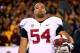 Dec 7, 2013; Tempe, AZ, USA; Stanford Cardinal offensive guard David Yankey (54) against the Arizona State Sun Devils at Sun Devil Stadium. Stanford defeated Arizona State 38-14. Mandatory Credit: Mark J. Rebilas-USA TODAY Sports