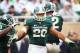 October 13, 2012; East Lansing, MI, USA; Michigan State Spartans linebacker Denicos Allen (28) reacts to play during the first half of a game against the Iowa Hawkeyes at Spartan Stadium. Mandatory Credit: Mike Carter-USA TODAY Sports