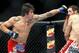May 10, 2014; Cincinnati, OH, USA; Matt Brown (red gloves) fights Erick Silva (blue gloves) during a welterweight bout at US Bank Arena. Mandatory Credit: Joe Maiorana-USA TODAY Sports
