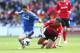 CARDIFF, WALES - MAY 11: Fernando Torres of Chelsea is challenged by Steven Caulker (R) during the Barclays Premier League match between Cardiff City and Chelsea at the Cardiff City Stadium on May 11, 2014 in Cardiff, Wales. (Photo by David Rogers/Getty