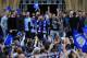 LEICESTER, ENGLAND - MAY 05: Anthony Knockaert of Leicester City signs a song during a victory parade in honour of the football club winning the SkyBet Championship League trophy on May 5, 2014 in Leicester, England. (Photo by Matthew Lewis/Getty Images