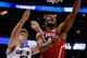 ORLANDO, FL - MARCH 20: T.J. Warren #24 of the North Carolina State Wolfpack makes a layup in the first half against Rob Loe #51 and Jake Barnett #30 of the Saint Louis Billikens during the second round of the 2014 NCAA Men's Basketball Tournament at Amw