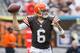 CLEVELAND, OH - SEPTEMBER 29: Quarterback Brian Hoyer #6 of the Cleveland Browns looks for a pass during the first half against the Cincinnati Bengals at FirstEnergy Stadium on September 29, 2013 in Cleveland, Ohio. (Photo by Jason Miller/Getty Images)