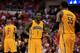 WASHINGTON, DC - MAY 11: Lance Stephenson #1 talks with teammate Roy Hibbert #55 of the Indiana Pacers during the fourth quarter of the Pacers 95-92 win over the Washington Wizards during Game Four of the Eastern Conference Semifinals during the 2014 NBA