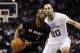 Mar 6, 2014; San Antonio, TX, USA; Miami Heat guard Dwyane Wade (3) drives to the basket past San Antonio Spurs guard Manu Ginobili (20) during the first half at AT&T Center. Mandatory Credit: Soobum Im-USA TODAY Sports