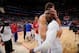 LOS ANGELES, CA - MAY 11: Chris Paul #3 and Blake Griffin #32 of the Los Angeles Clippers celebrate after winning a game against the Oklahoma City Thunder in Game Four of the Western Conference Semifinals during the 2014 NBA Playoffs at Staples Center on