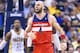 INDIANAPOLIS, IN - MAY 13: Marcin Gortat #4 of the Washington Wizards celebrates against the Indiana Pacers in Game 5 of the Eastern Conference Semifinals during the 2014 NBA Playoffs at Bankers Life Fieldhouse on May 13, 2014 in Indianapolis, Indiana.