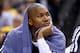 INDIANAPOLIS, IN - MAY 13: David West #21 of the Indiana Pacers watches from the bench in the fourth quater of the 102-79 loss to the Washington Wizards in Game 5 of the Eastern Conference Semifinals during the 2014 NBA Playoffs at Bankers Life Fieldhouse