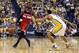 dMay 13, 2014; Indianapolis, IN, USA; Washington Wizards guard John Wall (2) is guarded by Indiana Pacers forward Paul George (24) at Bankers Life Fieldhouse. Mandatory Credit: Brian Spurlock-USA TODAY Sports