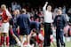 CARDIFF, UNITED KINGDOM - MAY 21: Arsenal Manager, Arsene Wenger in the white shirt salutes the fans after winning the FA Cup Final between Arsenal and Manchester United 5-4 on penalty's at The Millennium Stadium on May 21, 2005 in Cardiff, Wales. (Phot