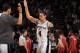 SAN ANTONIO, TX - MAY 14: Danny Green #4 of the San Antonio Spurs celebrates in Game Five of the Western Conference Semifinals against the Portland Trail Blazers during the 2014 NBA Playoffs on May 14, 2014 at the AT&T Center in San Antonio, Texas. NOTE T