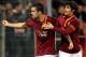 ROME, ITALY - JANUARY 18: Kevin Strootman with his teammate Dodo #3 of AS Roma celebrates after scoring the second team's goal during the Serie A match between AS Roma and AS Livorno Calcio at Stadio Olimpico on January 18, 2014 in Rome, Italy. (Photo b