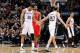 SAN ANTONIO, TX - MAY 14: Tim Duncan #21 and Manu Ginobili #20 of the San Antonio Spurs celebrate during a game against the Portland Trail Blazers in Game Five of the Western Conference Semifinals between the San Antonio Spurs and the Portland Trail Blaze